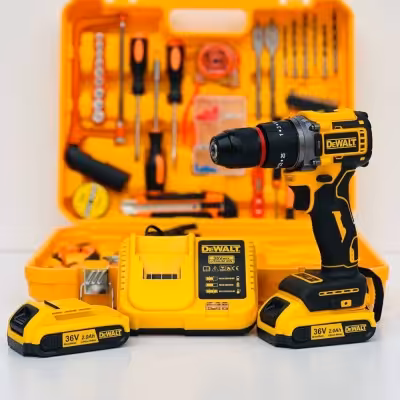 دریل شارژی چکشی 36 ولت براش لس دیوالت با پک کامل