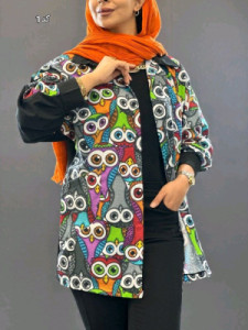 مانتو کتی زنانه کرپ ژاکارد کد رابپرسید مدل جغد