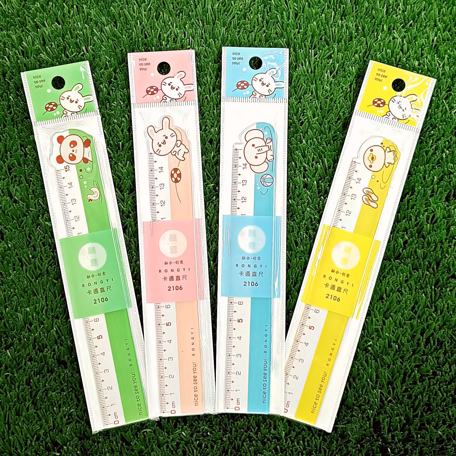 خط کش فانتزی حیوانات در چهار رنگ جذاب خط کش 15 سانتی لوازم تحریر فانتزی 