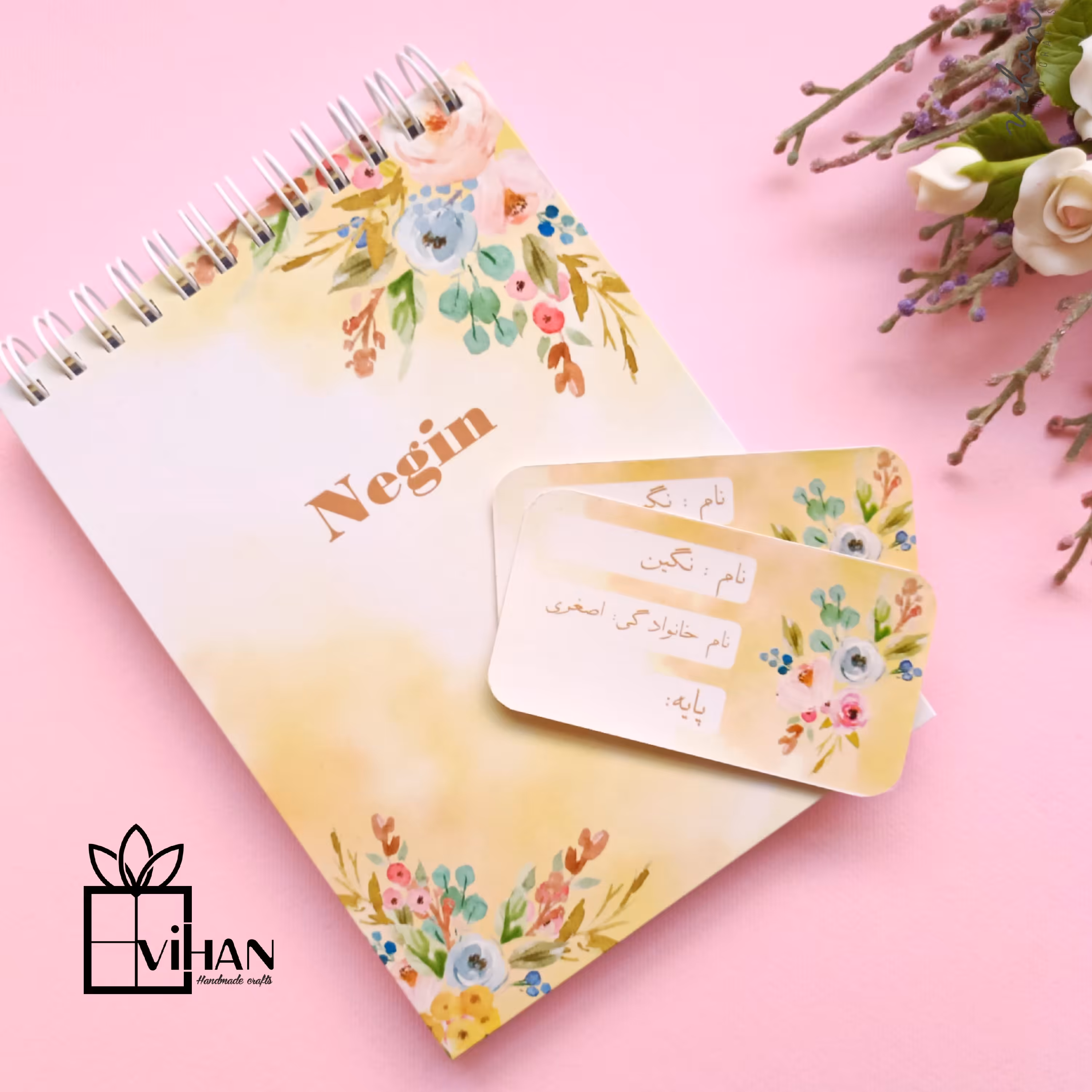 دفتر یادداشت و برچسب مشخصات ده تائی ست شده  طرح لوکس 2