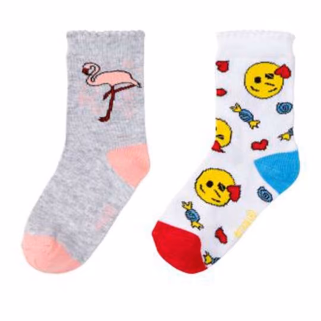 پک دوتایی جوراب دخترانه اورجینال وارداتی برند ایموجی لوپیلو نرم و لطیف  سایز 27 تا 30 و  31  تا 34 در دو طرح