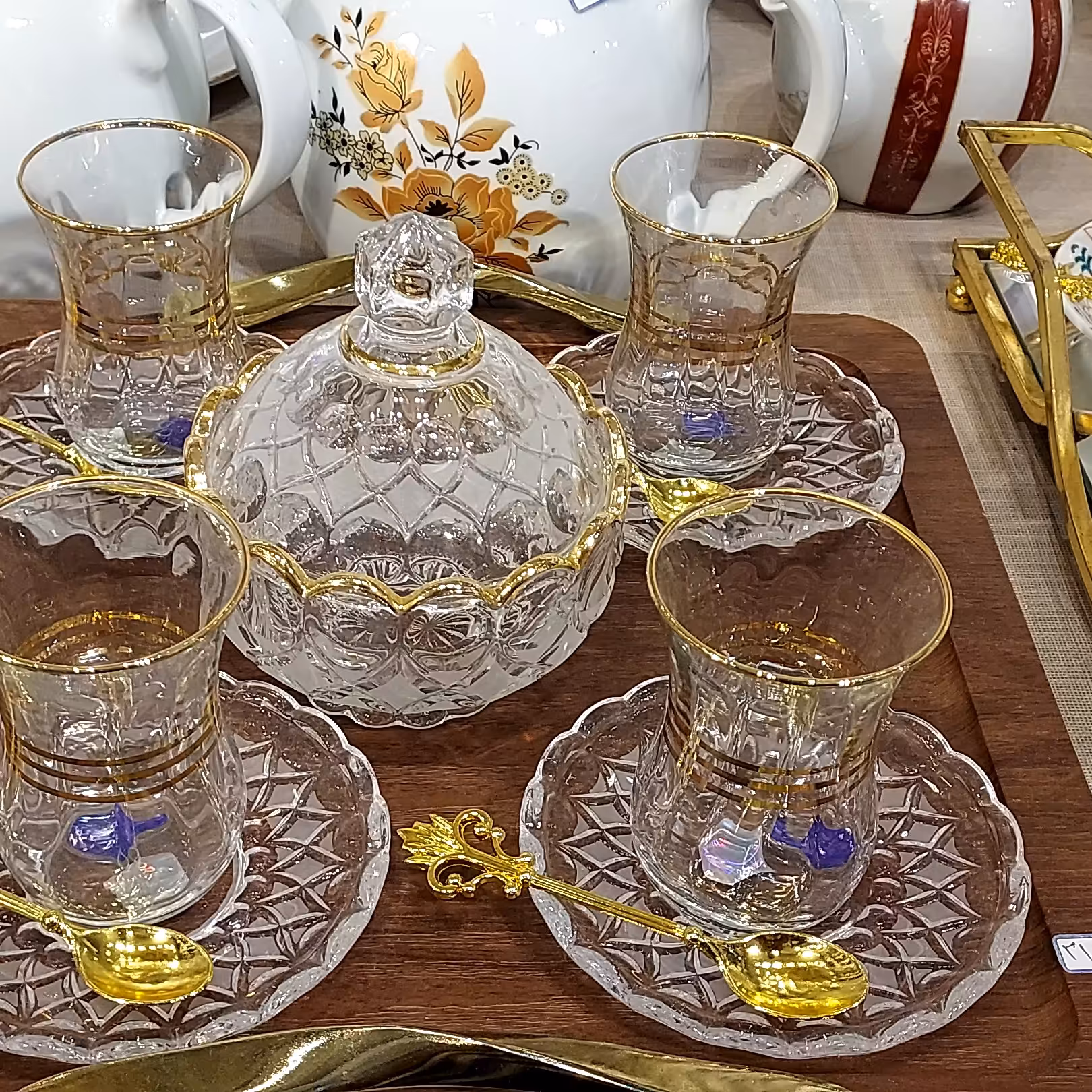 استکان کمر باریک خط طلا ترک