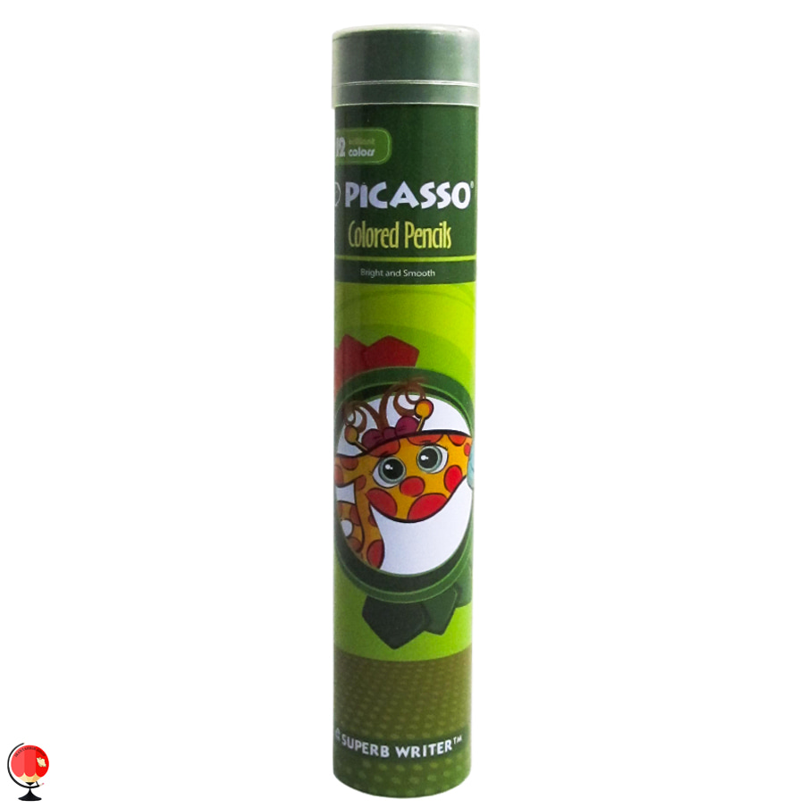 مداد رنگی 12 رنگ جعبه استوانه طرح زرافه پیکاسو