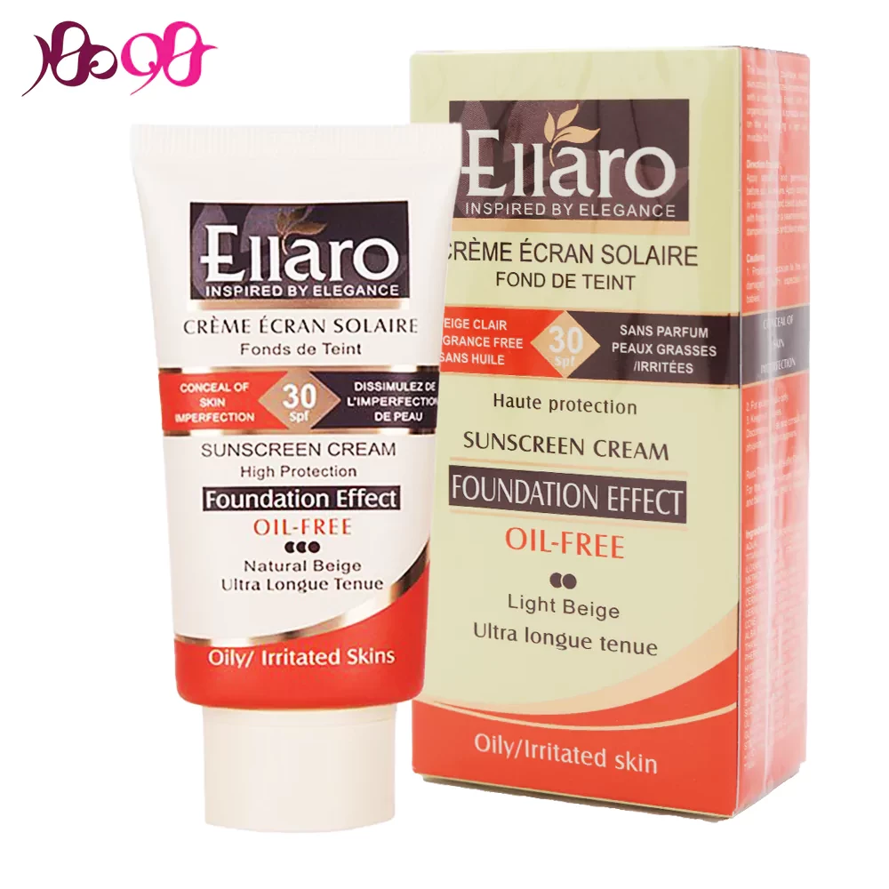 ضد آفتاب بژ روشن پوست چرب الارو Ellaro SPF30