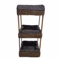 جا سیب زمینی پیاز چوبی و حصیر ضخیم سه طبقه مربع 