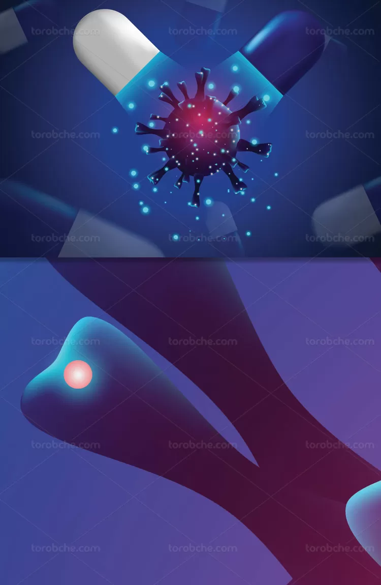 وکتور مولکول ویروس کرونا | گرافیک با طعم تربچه