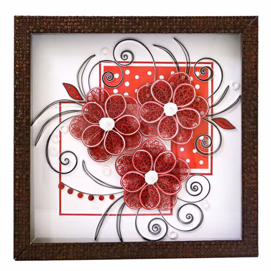 تابلو ملیله کاغذی طرح 3 گل