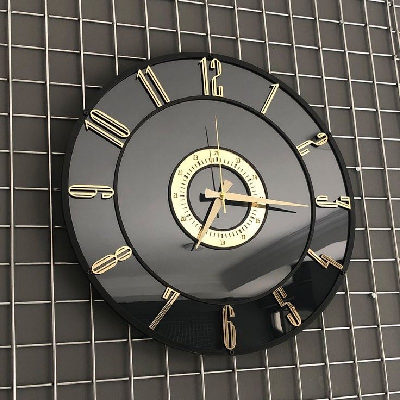 ساعت دیواری گرد قطر 45 آینه دودی 