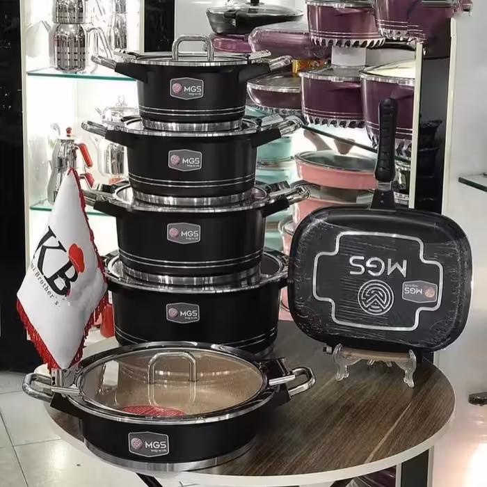 سرویس چدن 15 پارچه ام جی اس مدل جرمنی طوسی