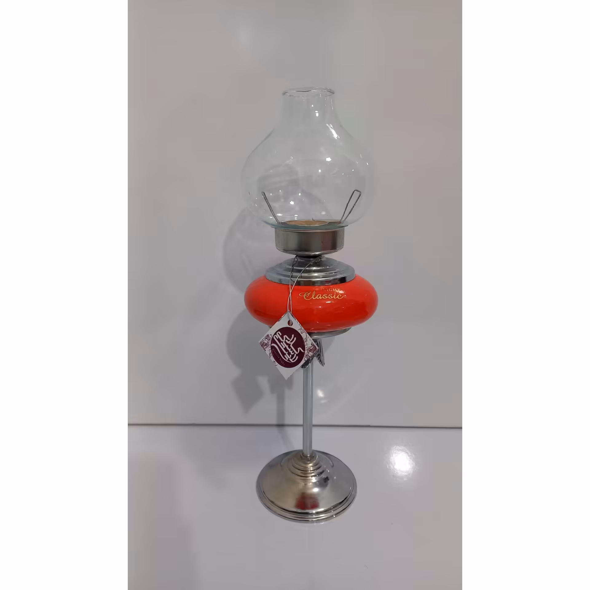 جا شمعی سرامیک پایه استیل طرح چراغ نفتی کد 103