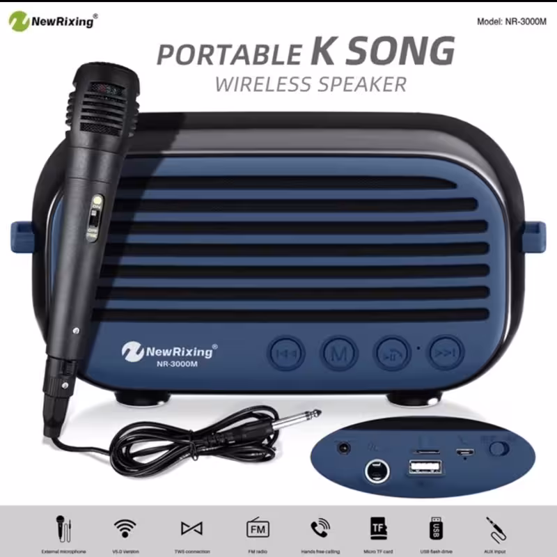 اسپیکر بلوتوثی برند newrixing مدل NR-3000M قیمت و خرید  اسپیکر میکروفن دار