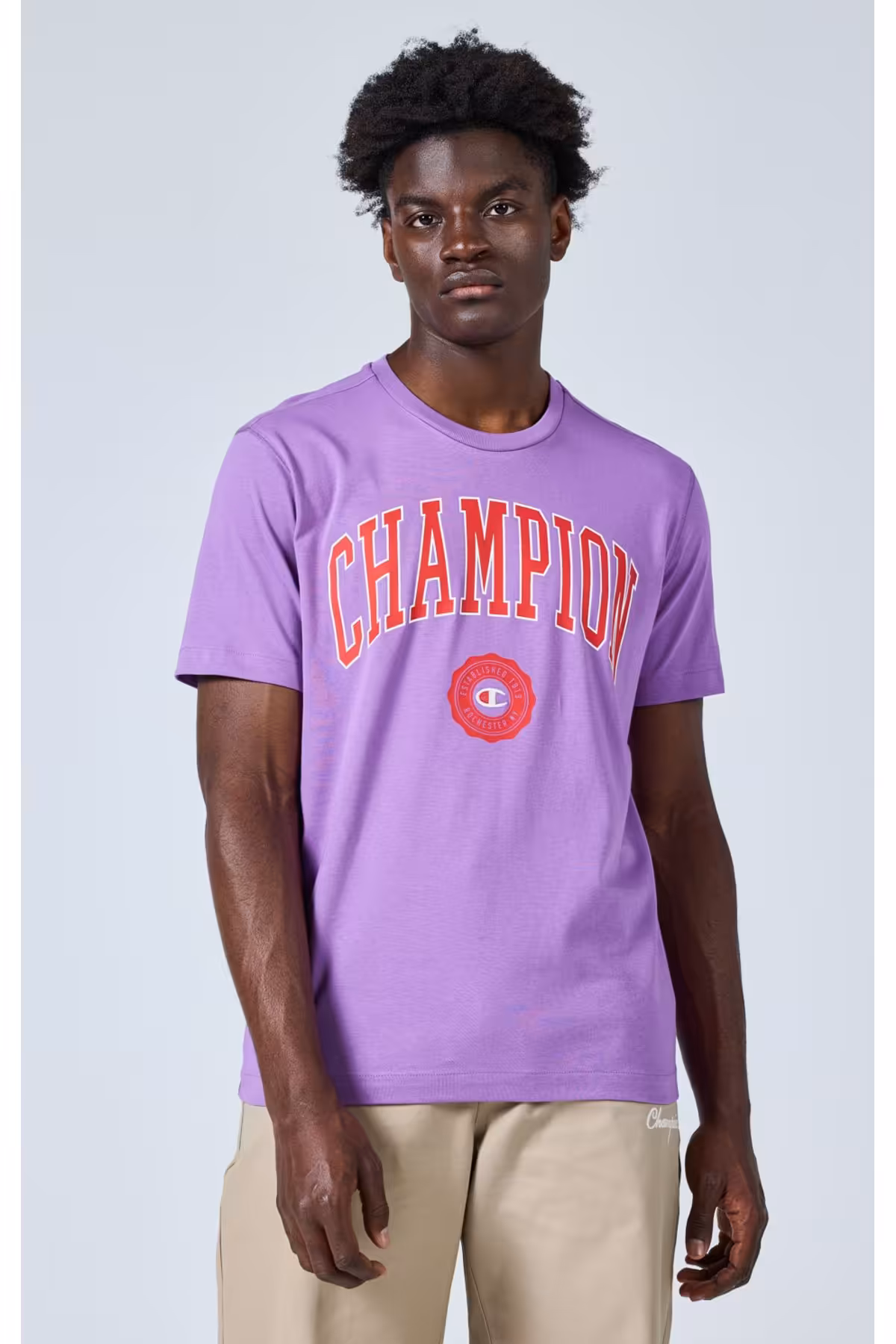 تی شرت بنفش مردانه خدمه اورجینال Champion