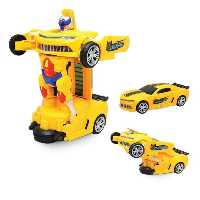 اسباب بازی ربات یا آدم آهنی ادم اهنی تبدیل شونده به ماشین موزیکال و چراغدار اصلی