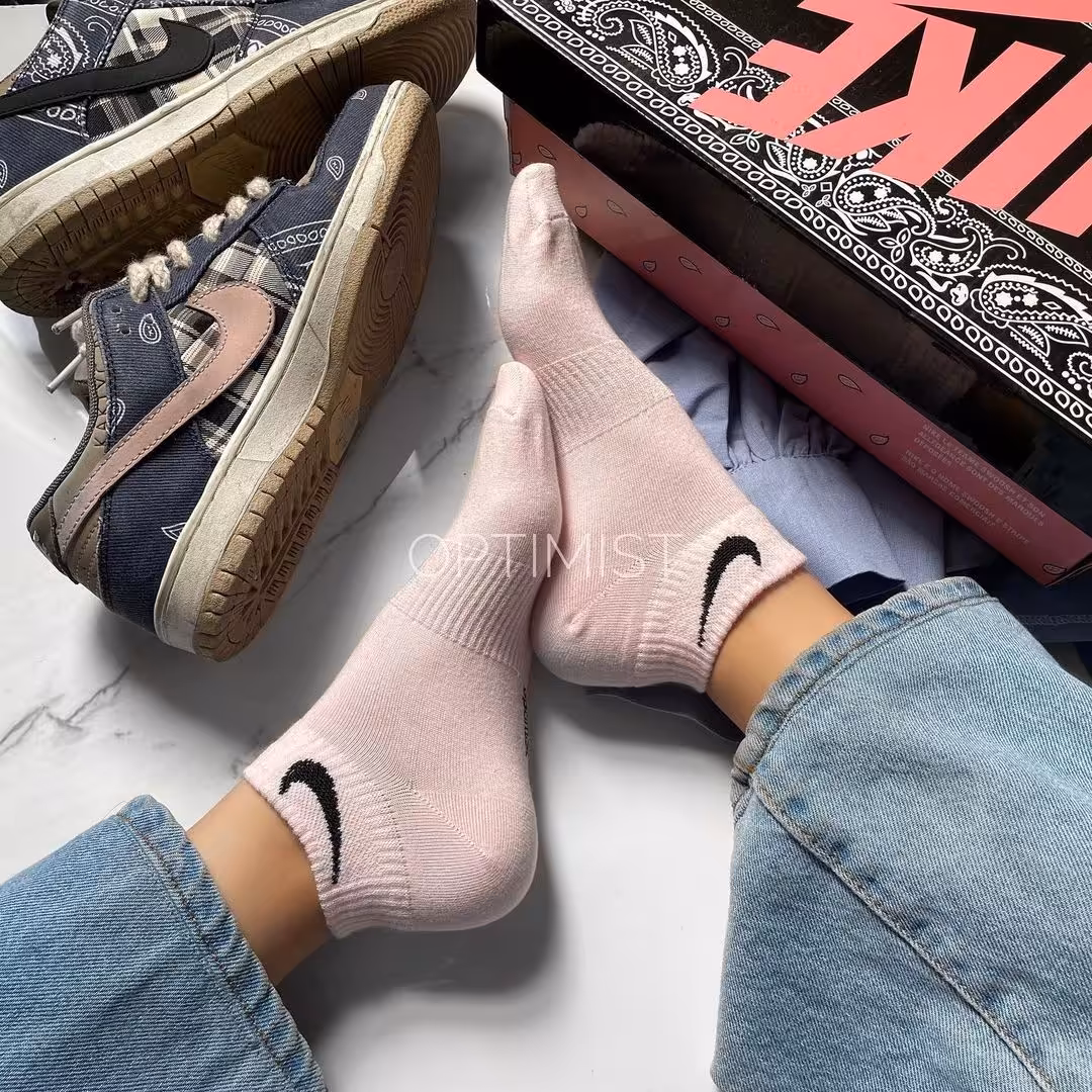 جوراب نایک صورتی مچی نخ پنبه فری سایز 