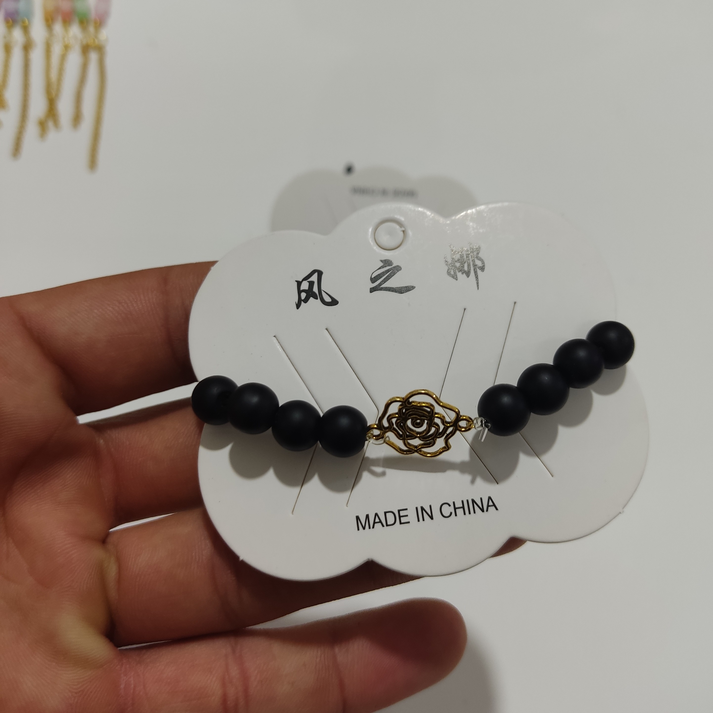 دستبند اونیکس سنگی کش و گره ای 