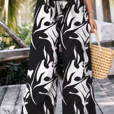 شلوار بگ مجلسی کمر کشی با کمربند متصل