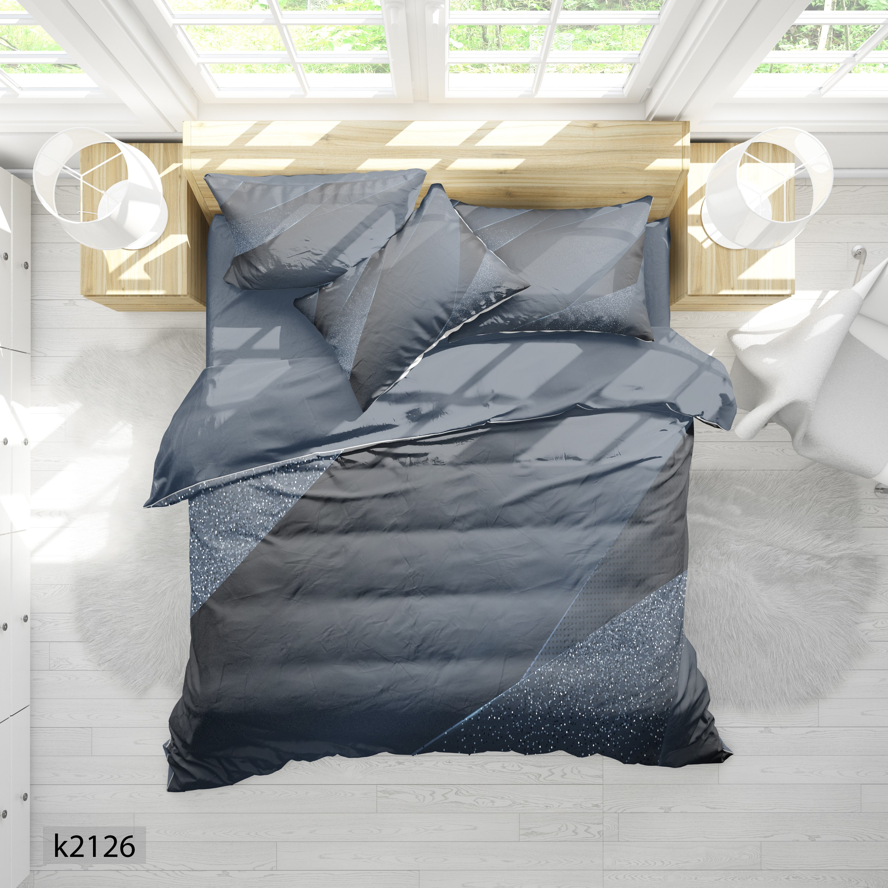 ست رو تختی چاپی 6 تیکه کالیفرنیا دو نفره   کد2128