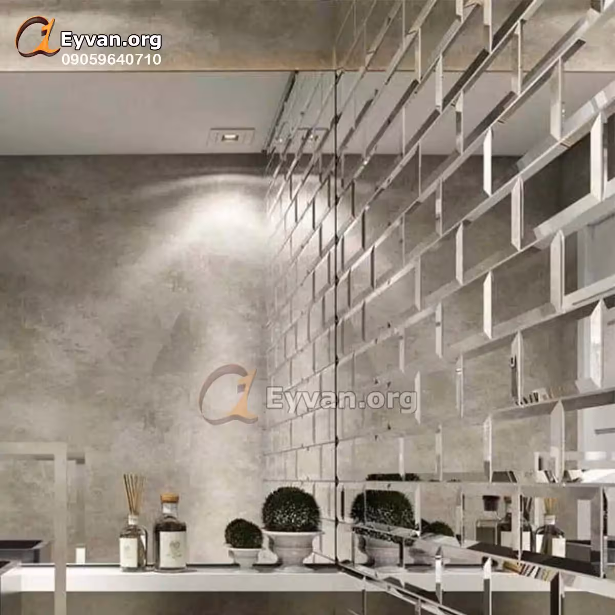 بین کابینتی آجری آیینه کد 20461
