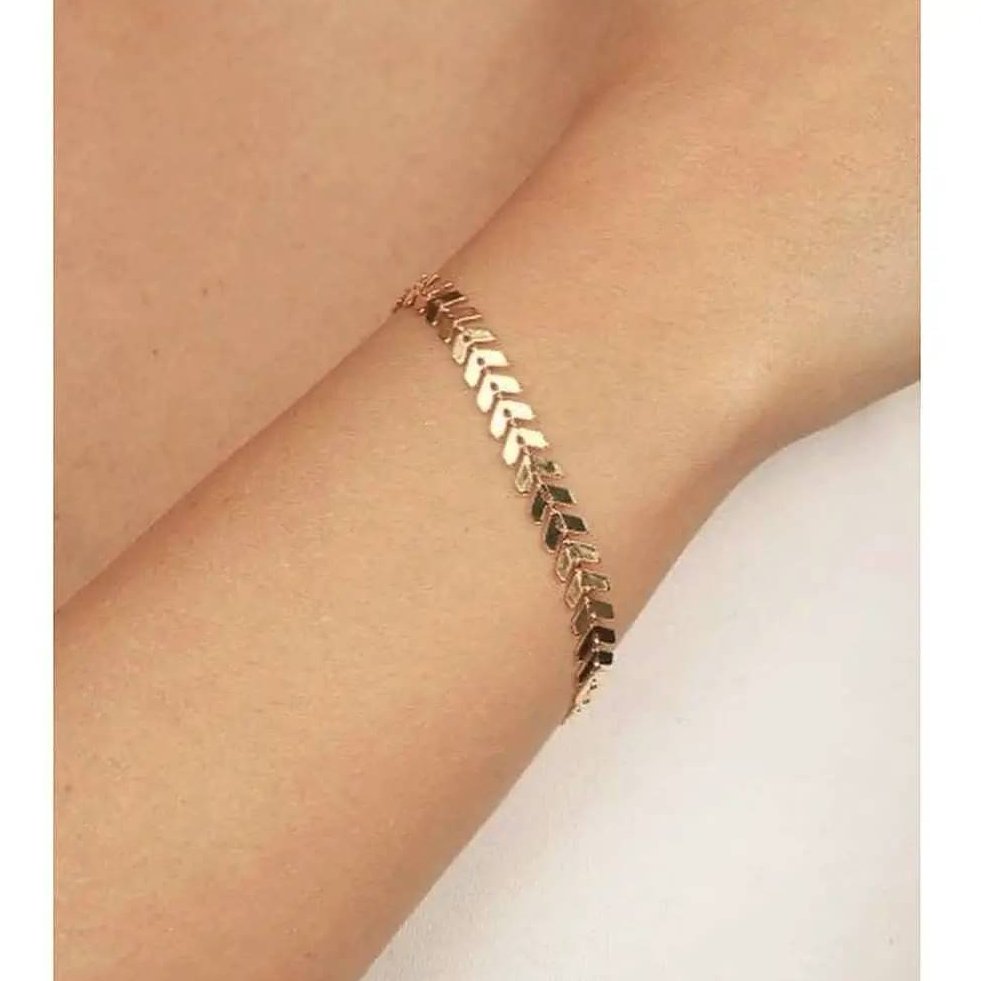 دستبند استیل طرح گندمی ساده