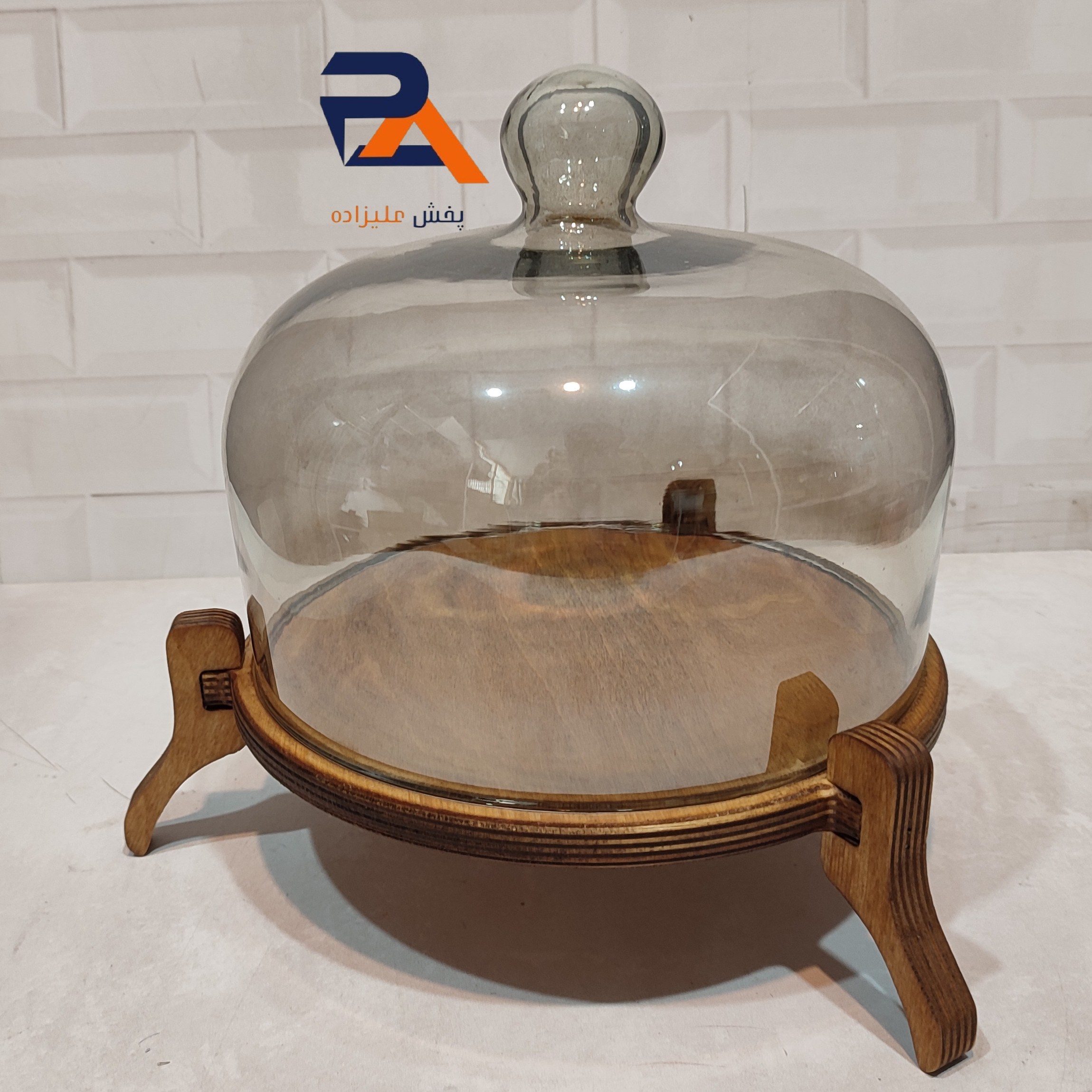 کاپ کیک پایه چوب سه پایه بلند کاپ کیک استند ی شیشه دودی شامپاینی بزرگ