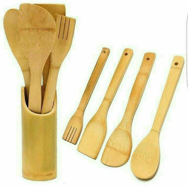ست کفگیر ملاقه چوبی جنس بامبو استندار