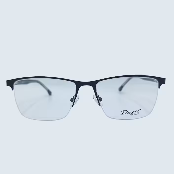 عینک طبی مردانه نیم فریم مدل دزیل با کاور آفتابی مشکی و زرد 2023
