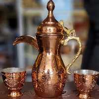 قهوه جوش دله عربی مسی با 6عددشات