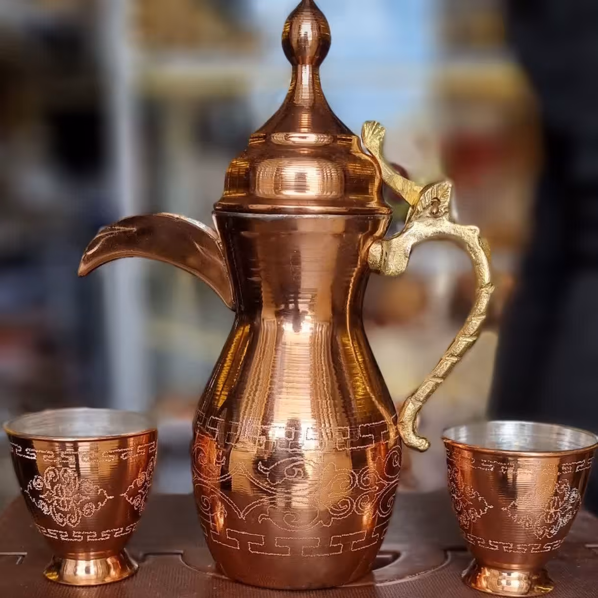 قهوه جوش دله عربی مسی با 6عددشات