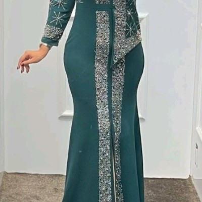 پیراهن شب زنانه کرپ مدل ماکسی هایلین