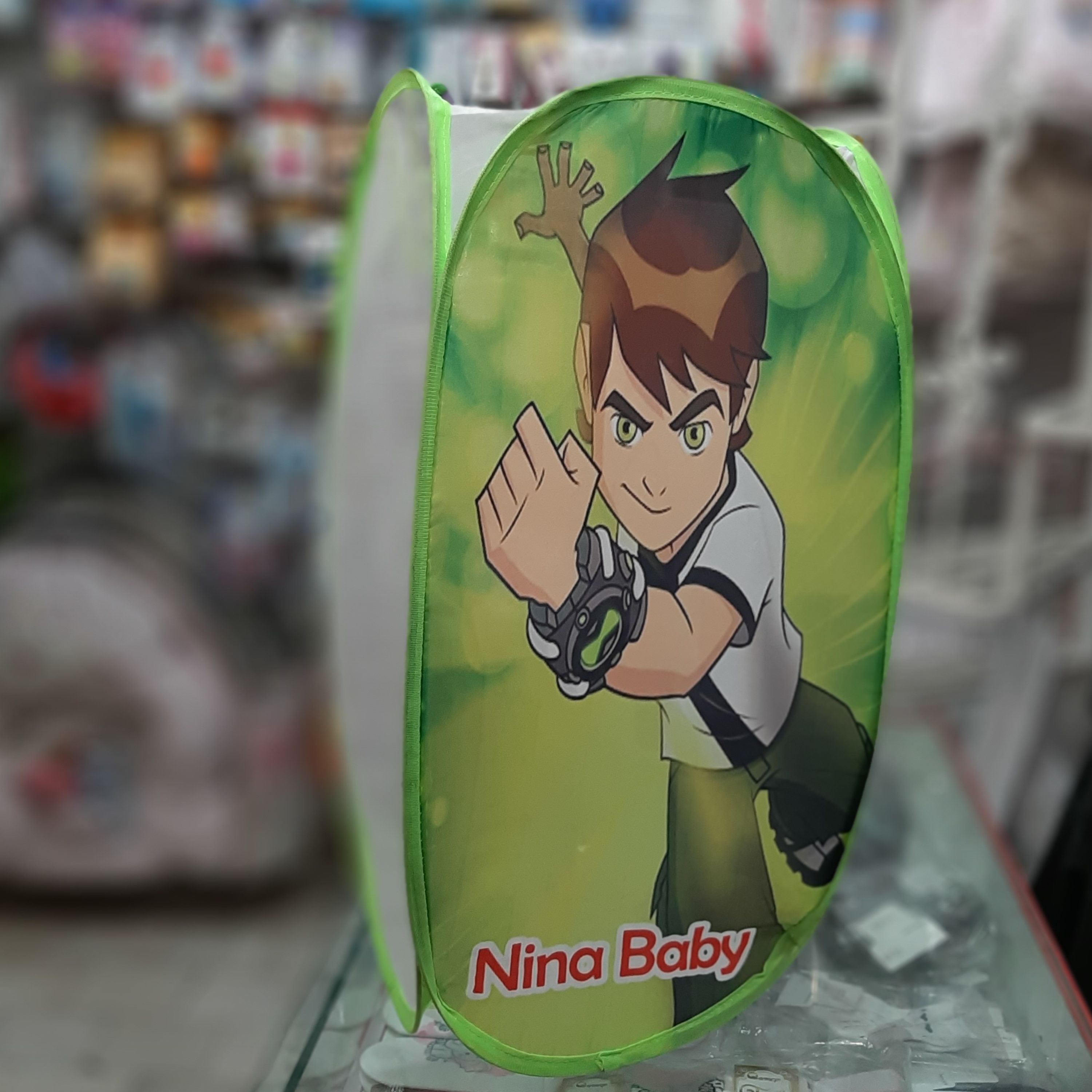 سبد لباس و اسباب بازی کودک طرح بن تن رنگ سبز