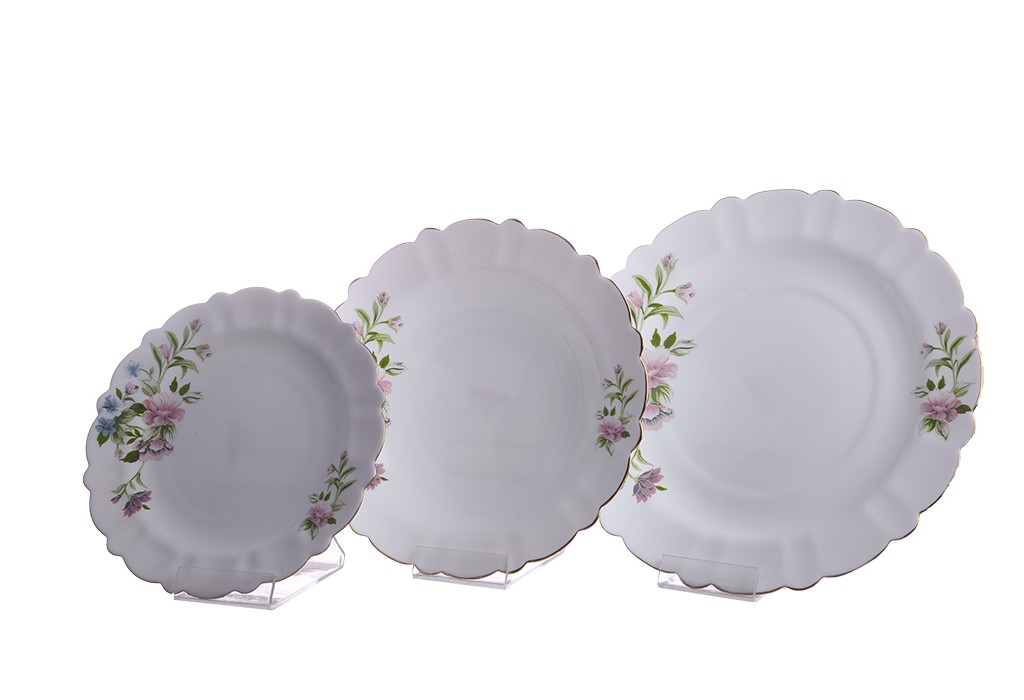 سرویس 6نفره اوپال مقصود طرح  رژینا صورتی لب طلا