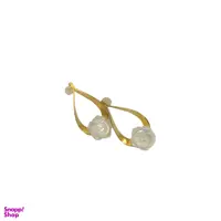 گوشواره طلا 18 عیار زنانه طرح بیضی و گل صدفی کد AF04