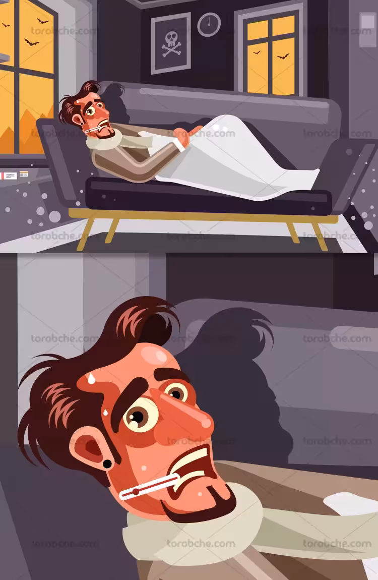 وکتور مرد بیمار شده با کیفیت | گرافیک با طعم تربچه