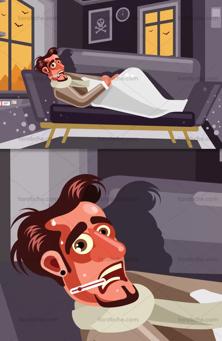 وکتور مرد بیمار شده با کیفیت | گرافیک با طعم تربچه