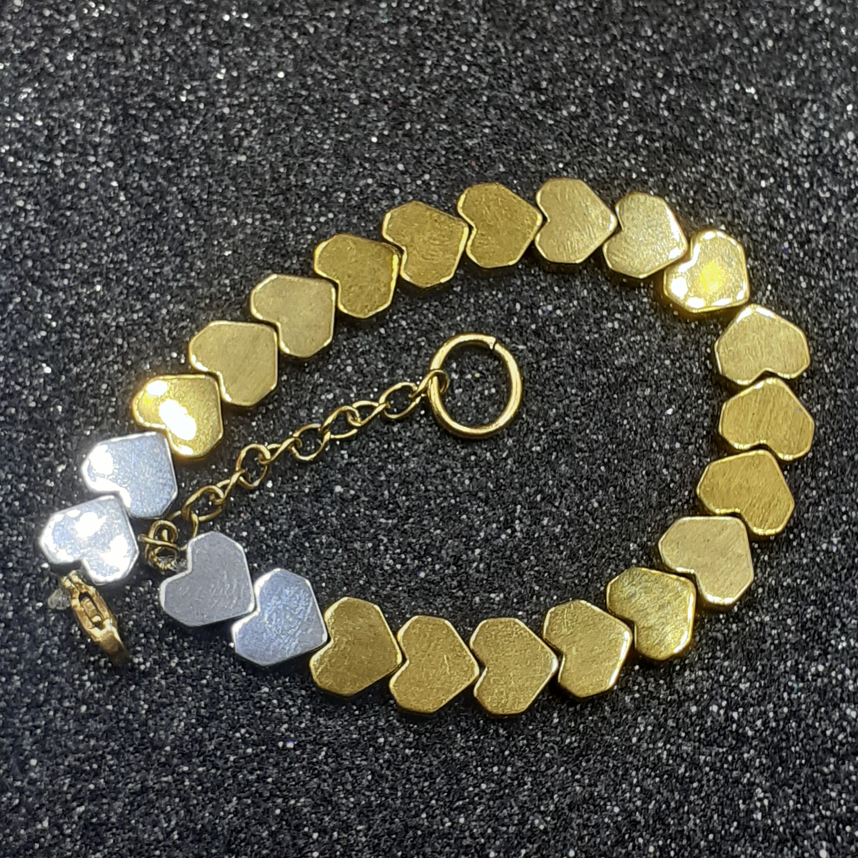 دستبند قلبی سنگ حدید رنگ ثابت ضد حساسیت (196)