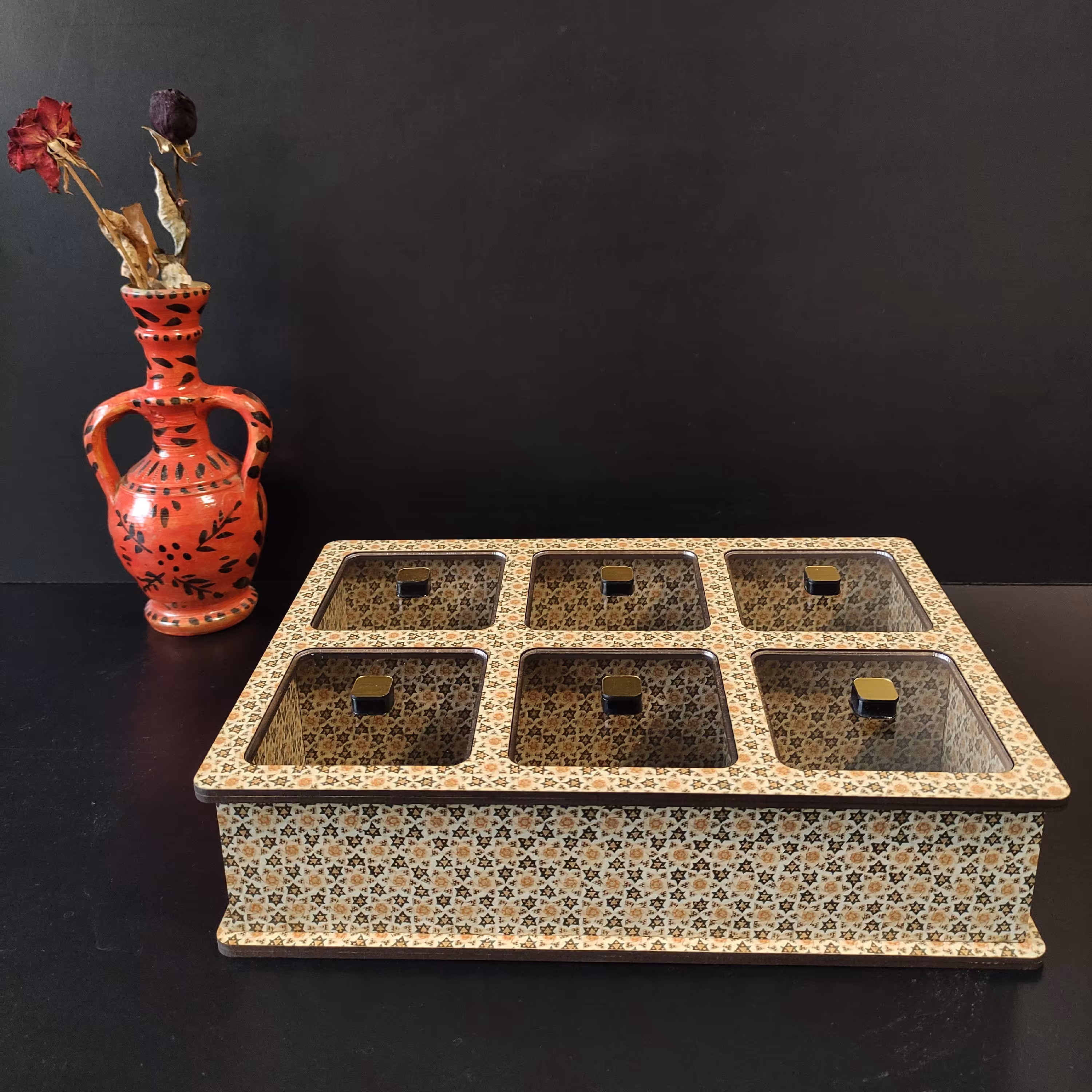 جعبه پذیرایی طرح خاتم کاری