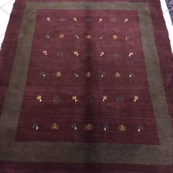 گبه دست بافت طرح  بز و درخت ریز بافت