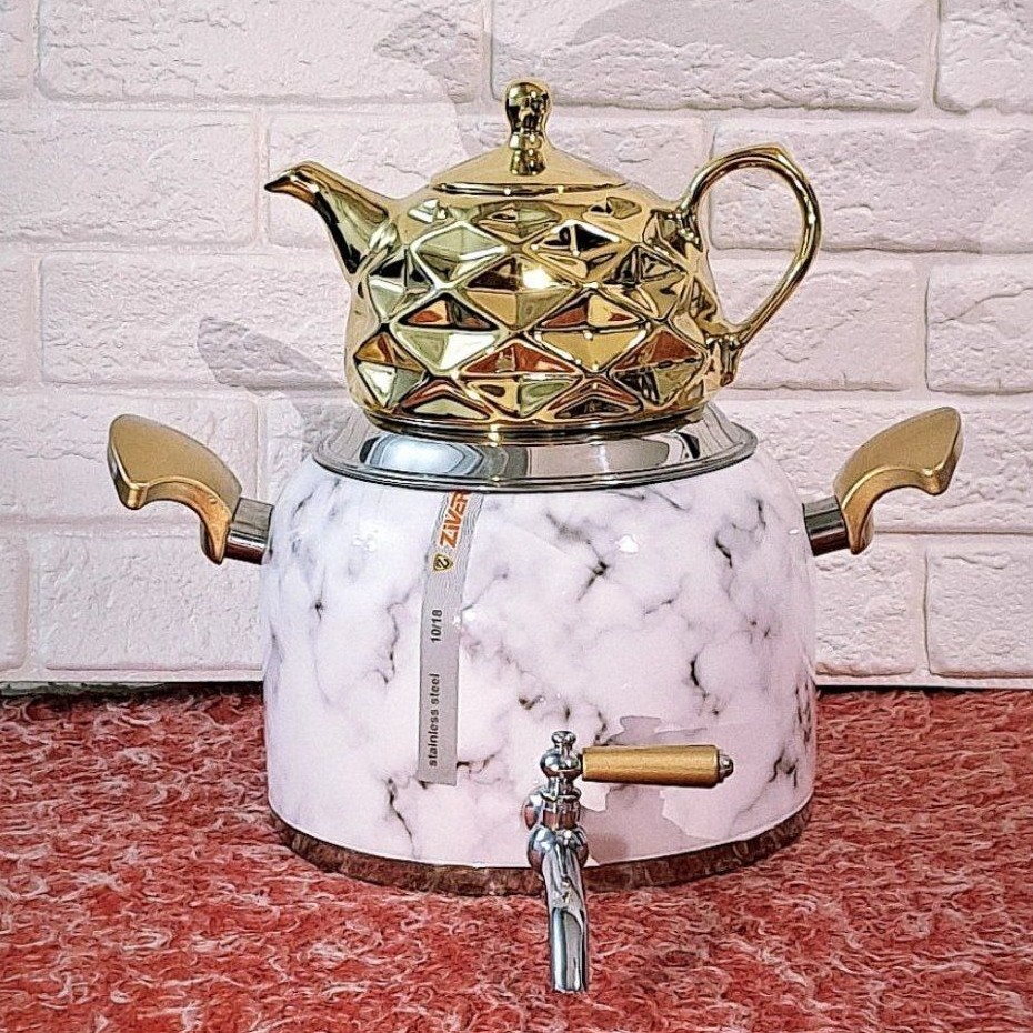 کتری قوری طرح سنگی  سفید( ارسال رایگان )