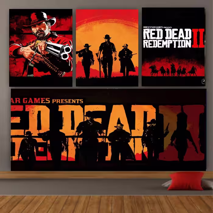 تابلو بوم طرح red dead  رد دد مجموعه 4 عددی