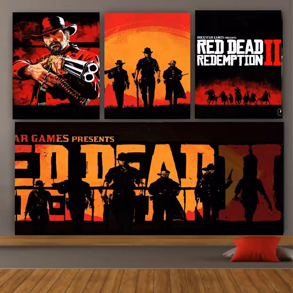 تابلو بوم طرح red dead  رد دد مجموعه 4 عددی