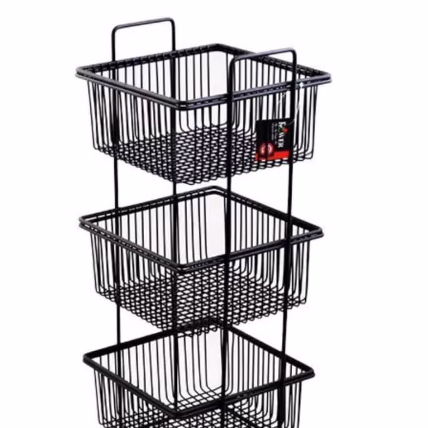 جاپیازی سه طبقه مربع فلزی مشکی