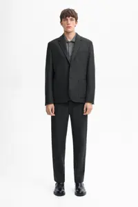 کت بلیزر خاکستری مردانه 100 ٪ پارچه ای اورجینال Massimo Dutti