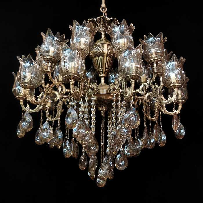 لوستر برنزی 20 شعله دو گل ریز