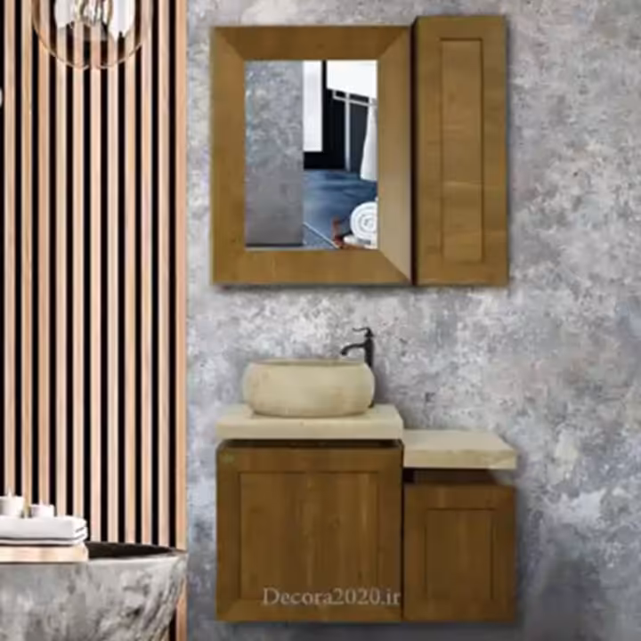 روشویی کابینتی طرح کاکتوس چوب