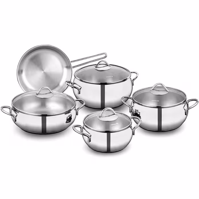 سرویس قابلمه 9 پارچه استیل کرکماز 1800 مدل تامبیک ورق ضخیم ارسال رایگان