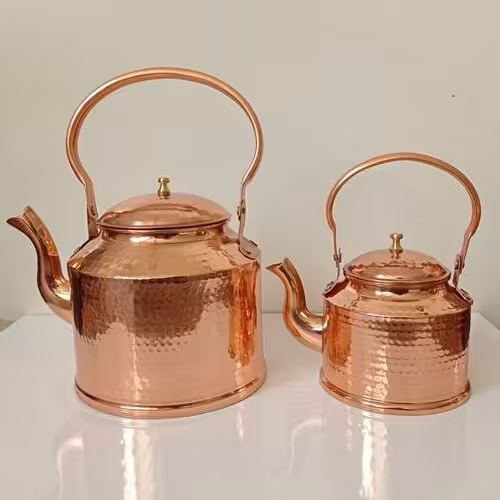 قوری و کتری مسی دسته مسی نانو شده