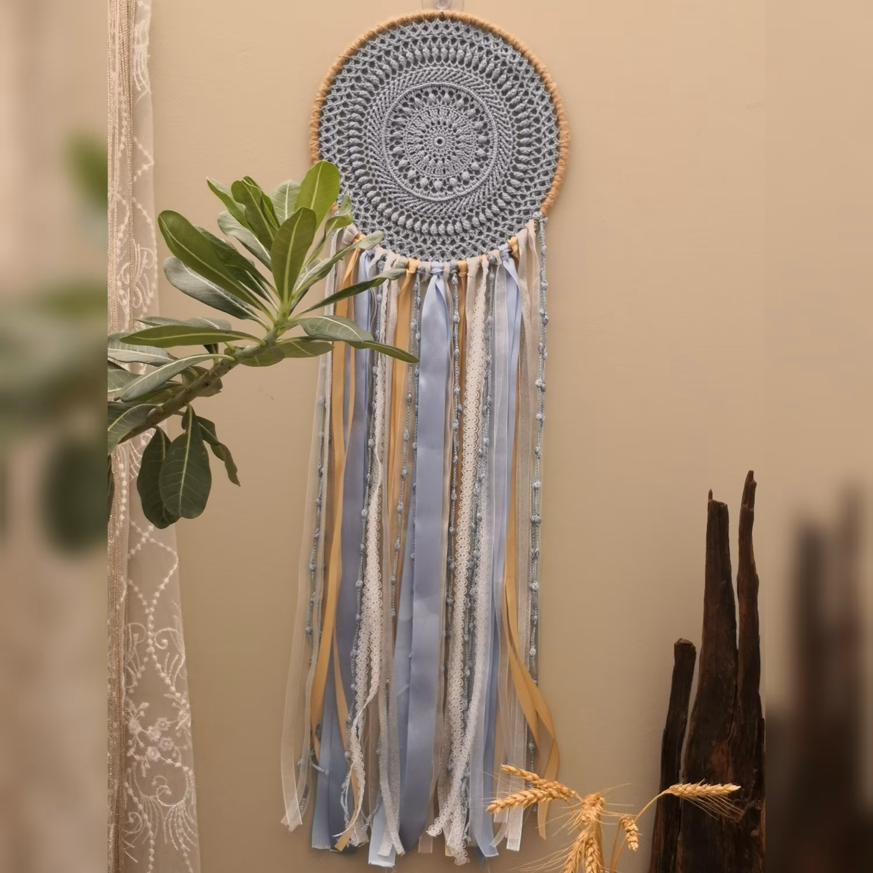 دریم کچر دیوارکوب ماندالابافی dream. 4rt در رنگ نقرآبی سایز 25cm