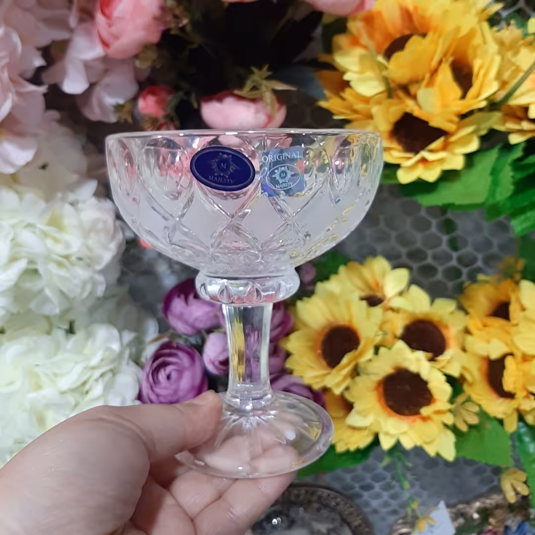 بستنی خوری آنجلیکا،جنس  کریستال ،برند مجستی ،پایه دار،پک 6 عددی