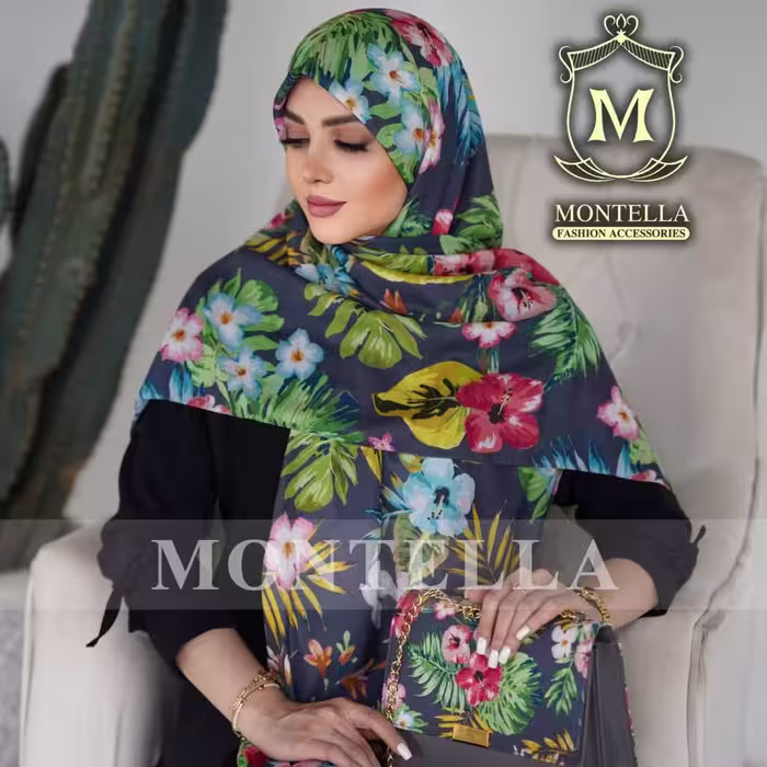 ست روسری یا شال و کیف پاسپورتی طرح گل هاوایی برند مونتلا ارسال  به سراسر کش