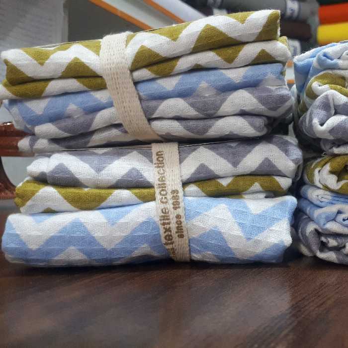 دستمال 3 تکه آشپزخانه ابعاد 40 در 60 سانتی متر  پنبه ای طرح زیگزاگ شرکت نساجی بروجرد